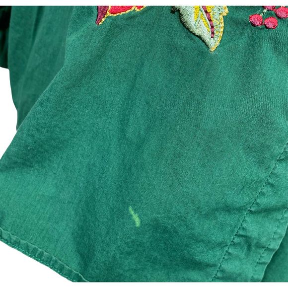 Vintage Bobbie Brooks Woman Green Embroidered Button Down Top - Size 22W / 24WW - Picture 8 of 8